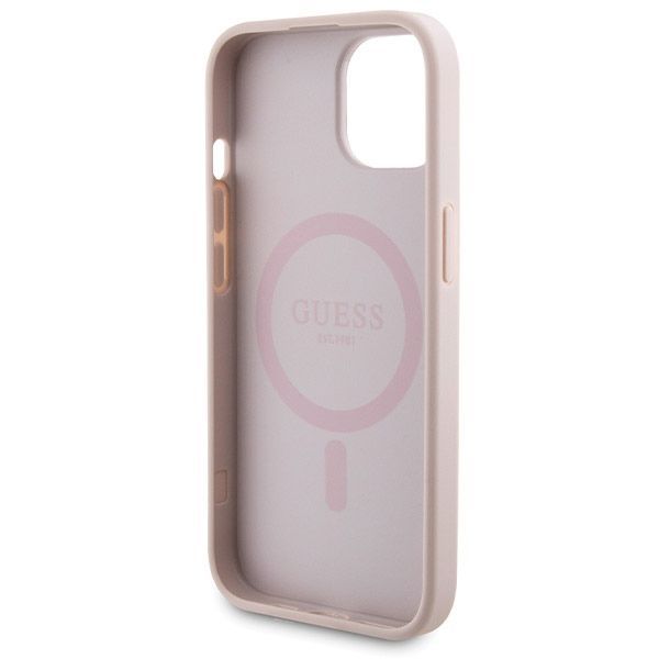 Other Phone Accessory Guess Guess 4G Metal Logo case set for iPhone 15 + 5000mAh MagSafe power bank - pink