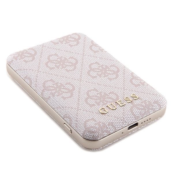 Other Phone Accessory Guess Guess 4G Metal Logo case set for iPhone 15 + 5000mAh MagSafe power bank - pink