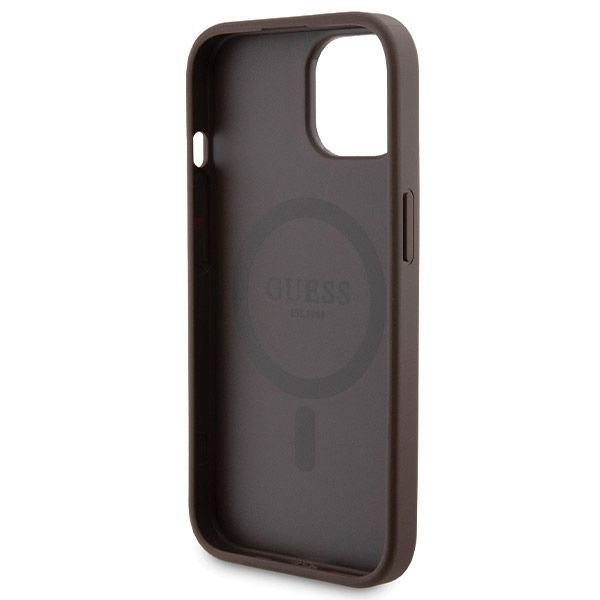 Other Phone Accessory Guess Guess 4G Metal Logo case set for iPhone 15 + 5000mAh MagSafe power bank - brown