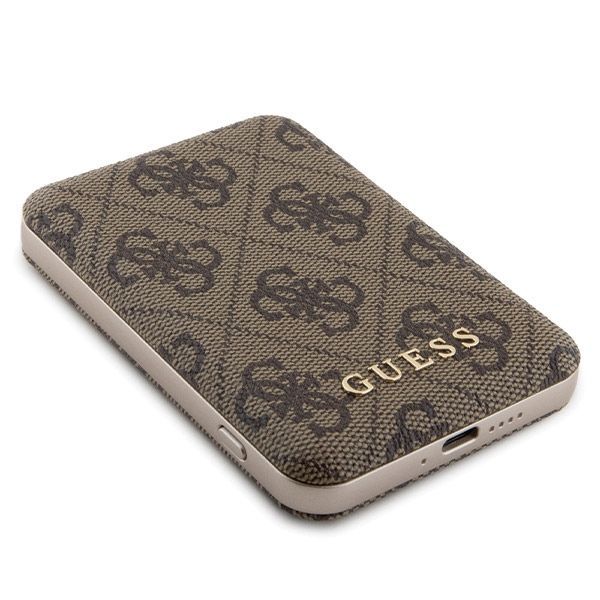 Other Phone Accessory Guess Guess 4G Metal Logo case set for iPhone 15 + 5000mAh MagSafe power bank - brown