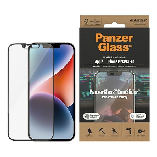 Other Phone Accessory Panzer Glass PanzerGlass Ultra-Wide Fit Antibacterial Tempered Glass with Camera Cover and Positioner for iPhone 14/13/13 Pro