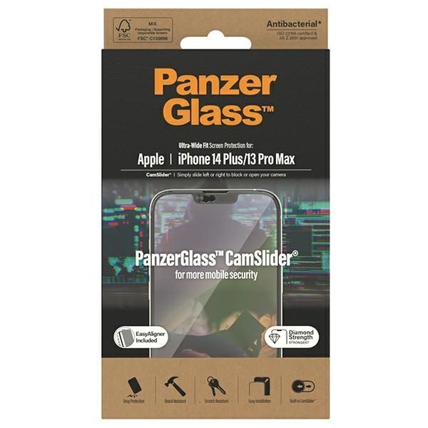 Cits mobilo telefonu aksesuārs Panzer Glass PanzerGlass Ultra-Wide Fit antibacterial tempered glass with camera cover and positioner iPhone 14 Plus / 13 Pro Max
