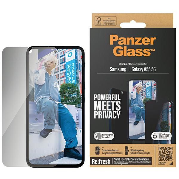 Cits mobilo telefonu aksesuārs Panzer Glass PanzerGlass Ultra-Wide Fit Privacy Tempered Glass with Positioner for Samsung Galaxy A55 5G