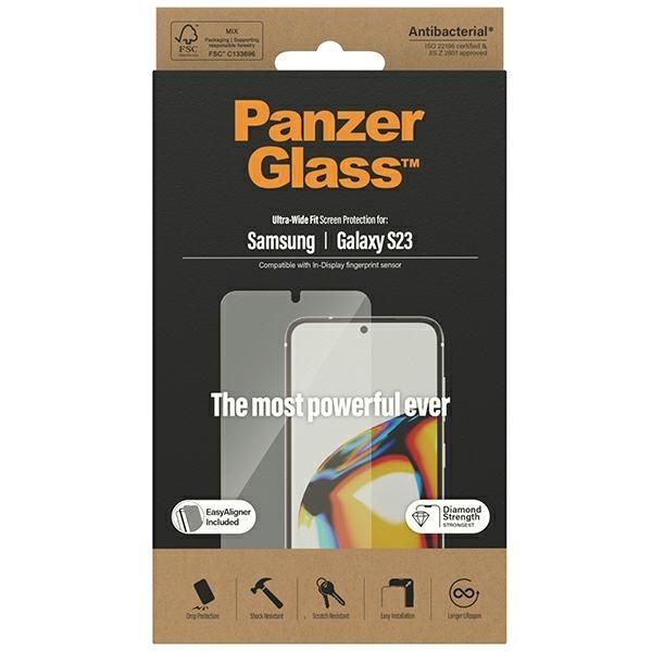 Cits mobilo telefonu aksesuārs Panzer Glass PanzerGlass Ultra-Wide Fit tempered glass with applicator for Samsung Galaxy S23