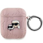 Cits mobilo telefonu aksesuārs Karl Lagerfeld  Karl Lagerfeld Monogram Karl & Choupette Head case for AirPods 1 / 2 - pink 