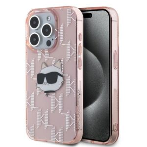 Kitas telefono priedas Karl Lagerfeld  Karl Lagerfeld IML Choupette Head & Monogram case for iPhone 15 Pro - pink 