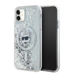 Cits mobilo telefonu aksesuārs Karl Lagerfeld  Karl Lagerfeld Liquid Glitter Choupette Head MagSafe Case for iPhone 11 / Xr - Transparent 