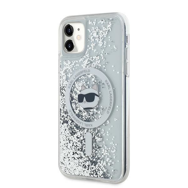 Cits mobilo telefonu aksesuārs Karl Lagerfeld Karl Lagerfeld Liquid Glitter Choupette Head MagSafe Case for iPhone 11 / Xr - Transparent