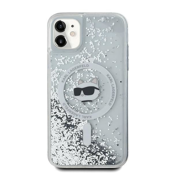 Cits mobilo telefonu aksesuārs Karl Lagerfeld Karl Lagerfeld Liquid Glitter Choupette Head MagSafe Case for iPhone 11 / Xr - Transparent