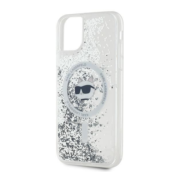 Cits mobilo telefonu aksesuārs Karl Lagerfeld Karl Lagerfeld Liquid Glitter Choupette Head MagSafe Case for iPhone 11 / Xr - Transparent