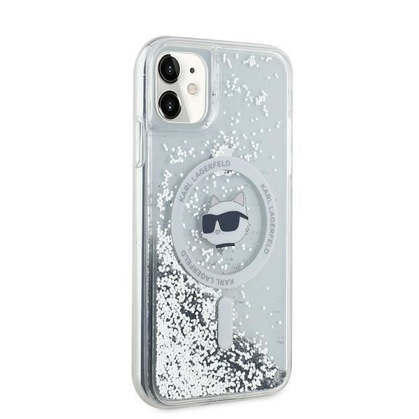 Cits mobilo telefonu aksesuārs Karl Lagerfeld Karl Lagerfeld Liquid Glitter Choupette Head MagSafe Case for iPhone 11 / Xr - Transparent