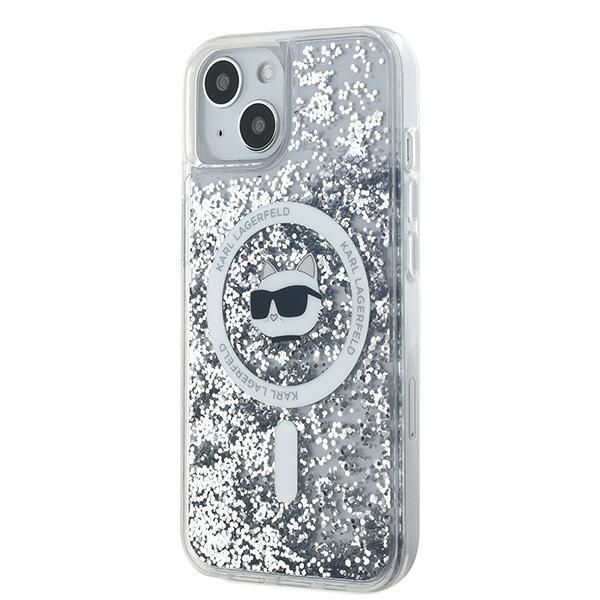 Kitas telefono priedas Karl Lagerfeld Karl Lagerfeld Liquid Glitter Choupette Head MagSafe case for iPhone 14 / 15 / 13 - transparent
