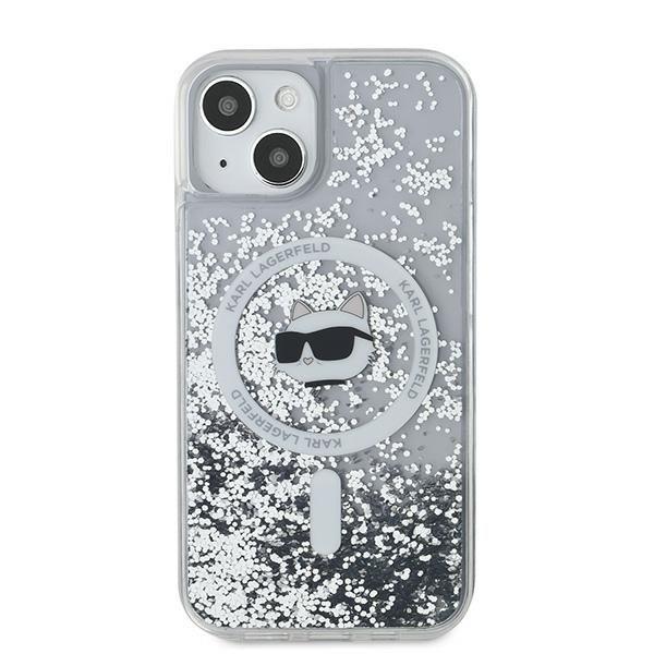 Kitas telefono priedas Karl Lagerfeld Karl Lagerfeld Liquid Glitter Choupette Head MagSafe case for iPhone 14 / 15 / 13 - transparent