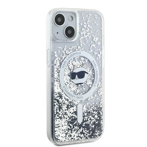 Muu telefoni lisavarustus Karl Lagerfeld Karl Lagerfeld Liquid Glitter Choupette Head MagSafe Case for iPhone 15 Plus / 14 Plus - Transparent