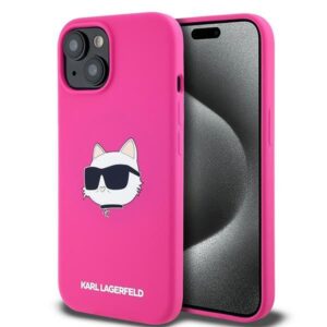 Cits mobilo telefonu aksesuārs Karl Lagerfeld  Karl Lagerfeld Silicone Choupette Head MagSafe Case for iPhone 15 Plus / 14 Plus - Pink 