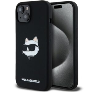 Cits mobilo telefonu aksesuārs Karl Lagerfeld  Karl Lagerfeld Silicone Choupette Head MagSafe Case for iPhone 15 Plus / 14 Plus - Black 