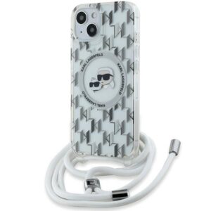 Kitas telefono priedas Karl Lagerfeld  Karl Lagerfeld IML Crossbody Monogram Karl & Choupette Head MagSafe Case for iPhone 15 / 14 / 13 - Transparent 