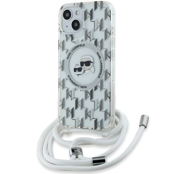 Cits mobilo telefonu aksesuārs Karl Lagerfeld Karl Lagerfeld IML Crossbody Monogram Karl & Choupette Head MagSafe Case for iPhone 15 / 14 / 13 - Transparent