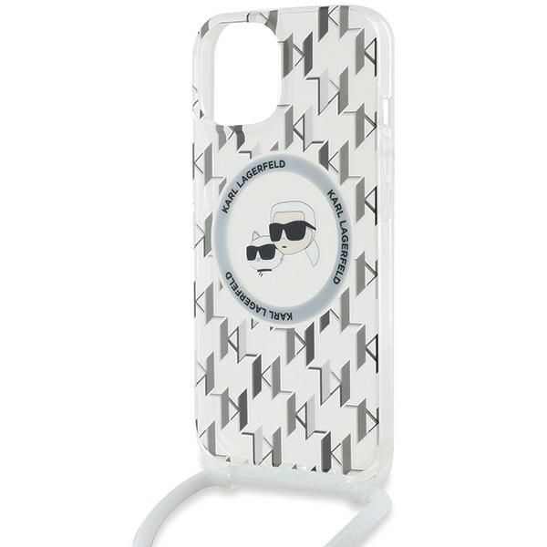 Cits mobilo telefonu aksesuārs Karl Lagerfeld Karl Lagerfeld IML Crossbody Monogram Karl & Choupette Head MagSafe Case for iPhone 15 / 14 / 13 - Transparent