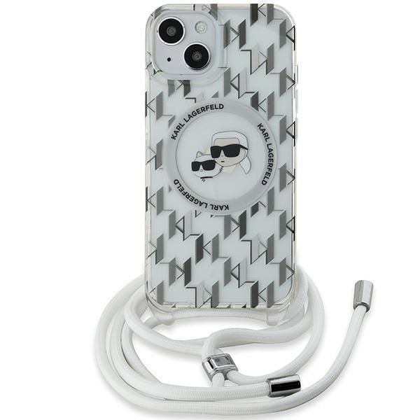 Cits mobilo telefonu aksesuārs Karl Lagerfeld Karl Lagerfeld IML Crossbody Monogram Karl & Choupette Head MagSafe Case for iPhone 15 / 14 / 13 - Transparent