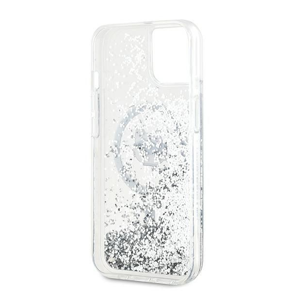 Kitas telefono priedas Karl Lagerfeld Karl Lagerfeld Liquid Glitter Choupette Head MagSafe case for iPhone 15 / 14 / 13 - transparent