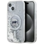 Cits mobilo telefonu aksesuārs Karl Lagerfeld  Karl Lagerfeld Liquid Glitter Karl Head MagSafe case for iPhone 15 / 14 / 13 - transparent 