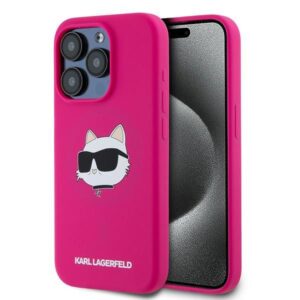 Cits mobilo telefonu aksesuārs Karl Lagerfeld  Karl Lagerfeld Silicone Choupette Head MagSafe case for iPhone 15 Pro Max - pink 