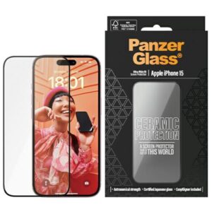 Kitas telefono priedas Panzer Glass  PanzerGlass Ceramic Protection ceramic glass for iPhone 15 with positioner 