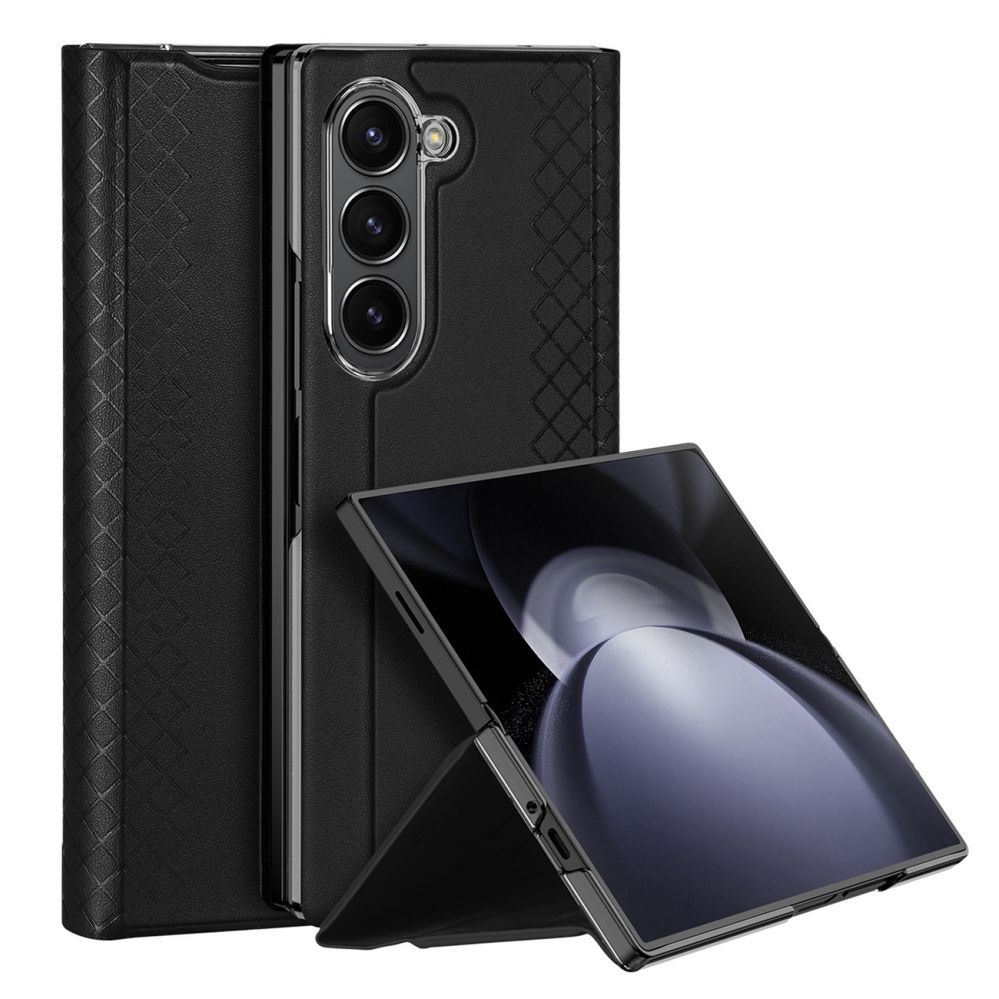 Tagakaaned Dux Ducis Dux Ducis Brill leather case for Samsung Galaxy Z Fold 6 with flap and card slot - black