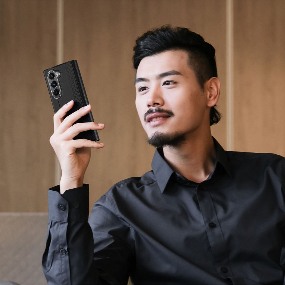 Tagakaaned Dux Ducis Dux Ducis Brill leather case for Samsung Galaxy Z Fold 6 with flap and card slot - black