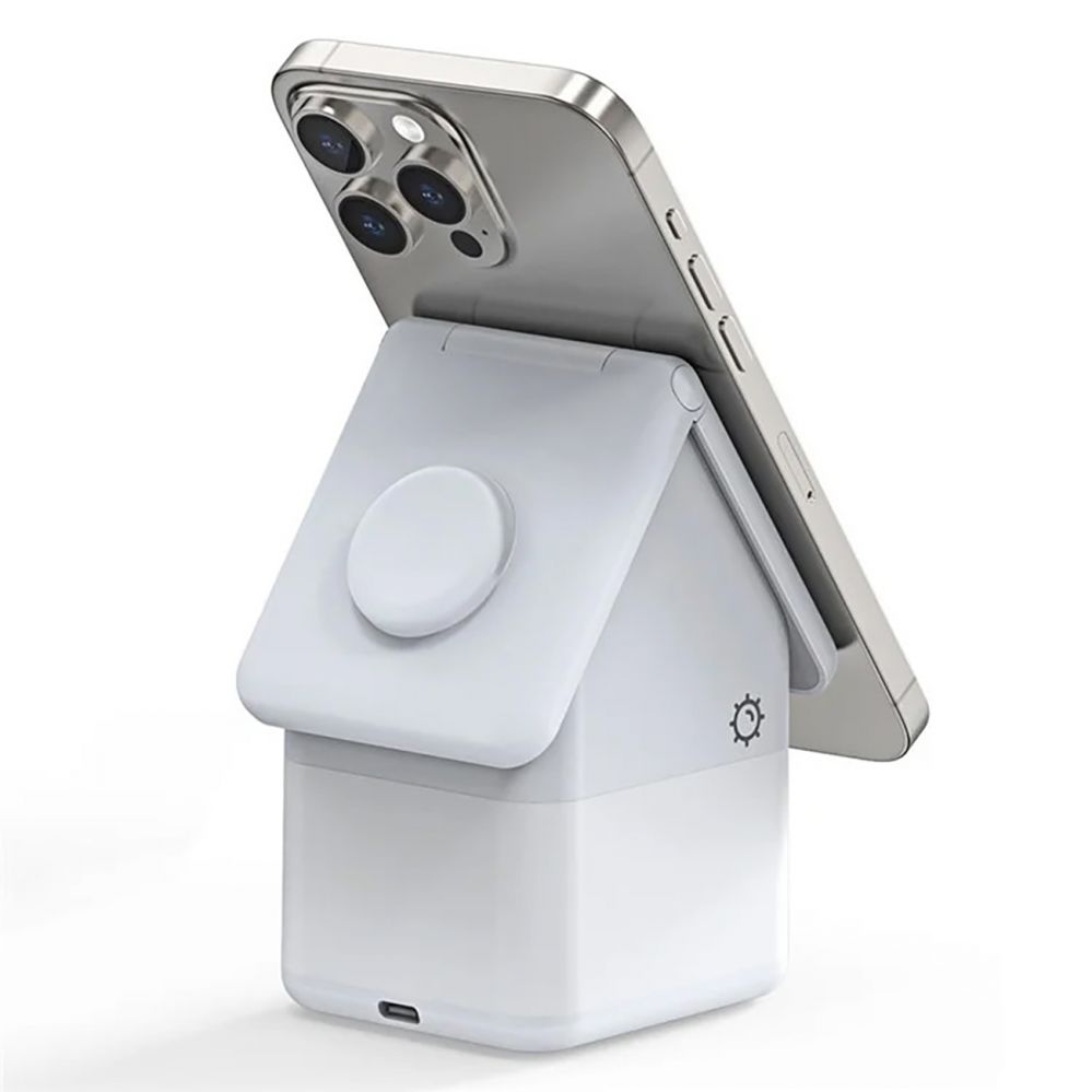 Adapteris Duzzona Duzzona W20 15W 4in1 inductive charger for iPhone / AirPods / Apple Watch with night lamp - white