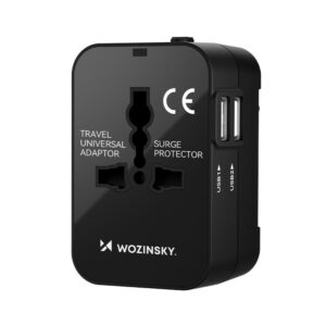 Adapter Wozinsky  Wozinsky WUTWC travel adapter universal 24W EU / US / AUS / UK / 2x USB-A - black 
