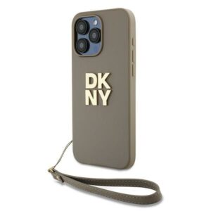 Cits mobilo telefonu aksesuārs DKNY  DKNY Wrist Strap Stock Logo case for iPhone 15 Pro - beige 