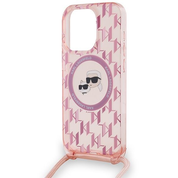 Cits mobilo telefonu aksesuārs Karl Lagerfeld Karl Lagerfeld IML Crossbody Monogram Karl & Choupette Head MagSafe case for iPhone 15 Pro - pink