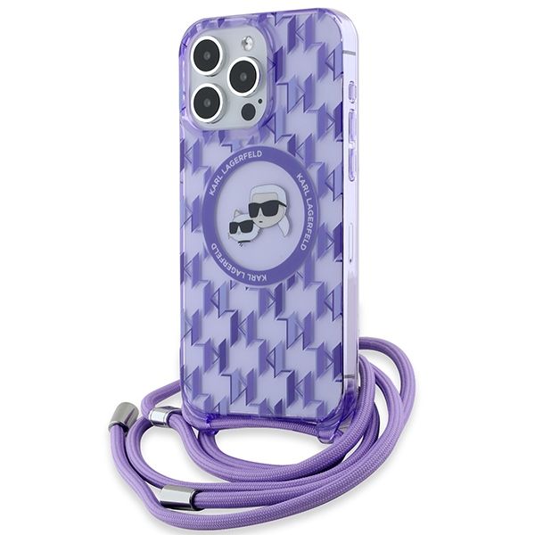 Muu telefoni lisavarustus Karl Lagerfeld Karl Lagerfeld IML Crossbody Monogram Karl & Choupette Head MagSafe case for iPhone 15 Pro - purple