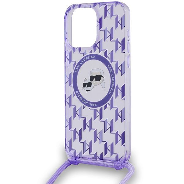 Muu telefoni lisavarustus Karl Lagerfeld Karl Lagerfeld IML Crossbody Monogram Karl & Choupette Head MagSafe case for iPhone 15 Pro - purple