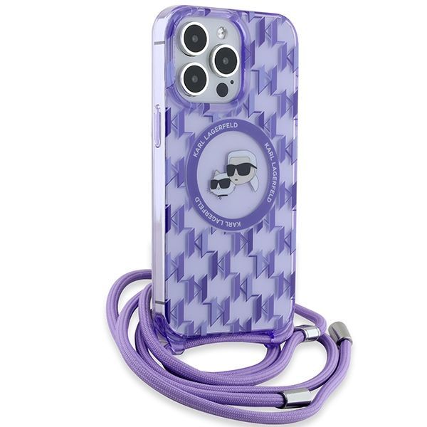 Muu telefoni lisavarustus Karl Lagerfeld Karl Lagerfeld IML Crossbody Monogram Karl & Choupette Head MagSafe case for iPhone 15 Pro - purple