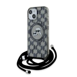 Kitas telefono priedas Karl Lagerfeld  Karl Lagerfeld IML Crossbody Monogram Karl & Choupette Head MagSafe Case for iPhone 15 / 14 / 13 - Black 