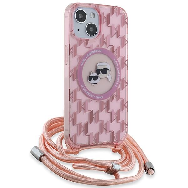 Cits mobilo telefonu aksesuārs Karl Lagerfeld Karl Lagerfeld IML Crossbody Monogram Karl & Choupette Head MagSafe case for iPhone 15 / 14 / 13 - pink