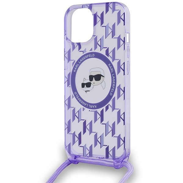 Muu telefoni lisavarustus Karl Lagerfeld Karl Lagerfeld IML Crossbody Monogram Karl & Choupette Head MagSafe case for iPhone 15 / 14 / 13 - purple