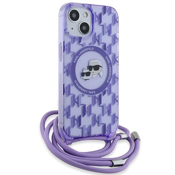 Muu telefoni lisavarustus Karl Lagerfeld Karl Lagerfeld IML Crossbody Monogram Karl & Choupette Head MagSafe case for iPhone 15 / 14 / 13 - purple