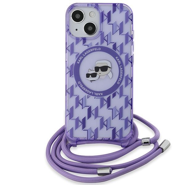 Muu telefoni lisavarustus Karl Lagerfeld Karl Lagerfeld IML Crossbody Monogram Karl & Choupette Head MagSafe case for iPhone 15 / 14 / 13 - purple