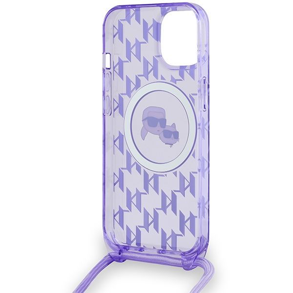 Muu telefoni lisavarustus Karl Lagerfeld Karl Lagerfeld IML Crossbody Monogram Karl & Choupette Head MagSafe case for iPhone 15 / 14 / 13 - purple