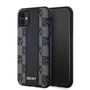 Cits mobilo telefonu aksesuārs DKNY  DKNY Leather Checkered Mono Pattern MagSafe Case for iPhone 11 / Xr - Black 
