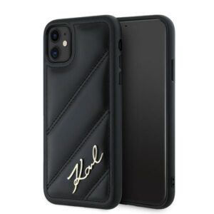 Kitas telefono priedas Karl Lagerfeld  Karl Lagerfeld Diagonal Quilted Script case for iPhone 11 / Xr - black 