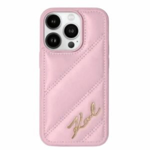 Kitas telefono priedas Karl Lagerfeld  Karl Lagerfeld Diagonal Quilted Script case for iPhone 14 / 15 / 13 - pink 