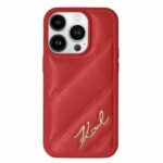 Kitas telefono priedas Karl Lagerfeld  Karl Lagerfeld Diagonal Quilted Script case for iPhone 15 Pro - red 