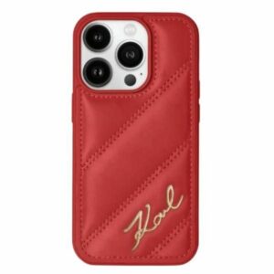Kitas telefono priedas Karl Lagerfeld  Karl Lagerfeld Diagonal Quilted Script case for iPhone 15 / 14 / 13 - red 