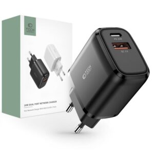 Adapteris Tech-Protect  Tech-Protect C20W Charger USB-C PD 20W / USB-A QC 3.0 - Black 