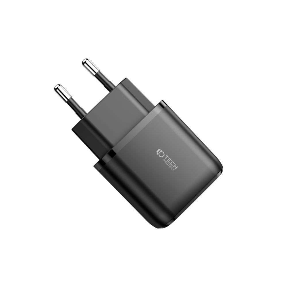 Adapteris Tech-Protect Tech-Protect C20W Charger USB-C PD 20W / USB-A QC 3.0 - Black
